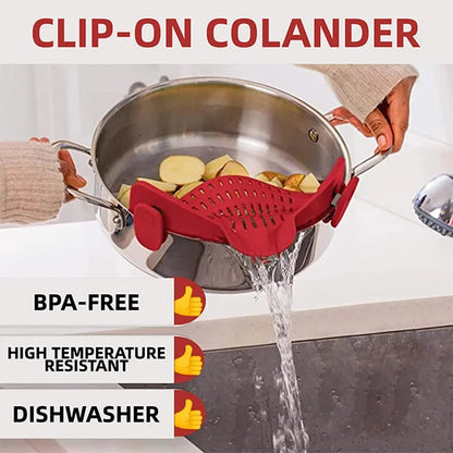 Clip-on colander